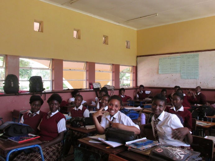 Photo in classroom of students at Kablunga Girls' School.