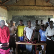 Group of students in primary school classroom.